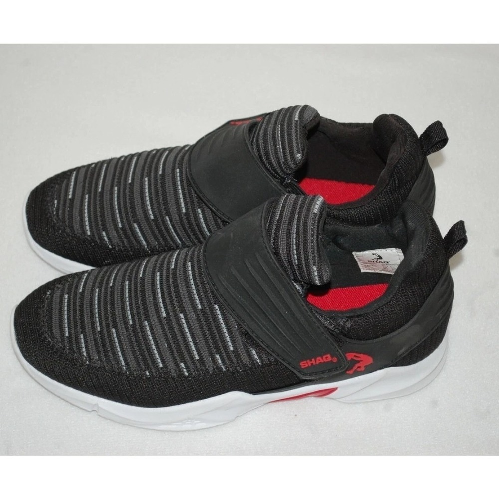 Shaq Boys Athletic Shoes Breathable Fabric Black White Gray With Lines Size 3